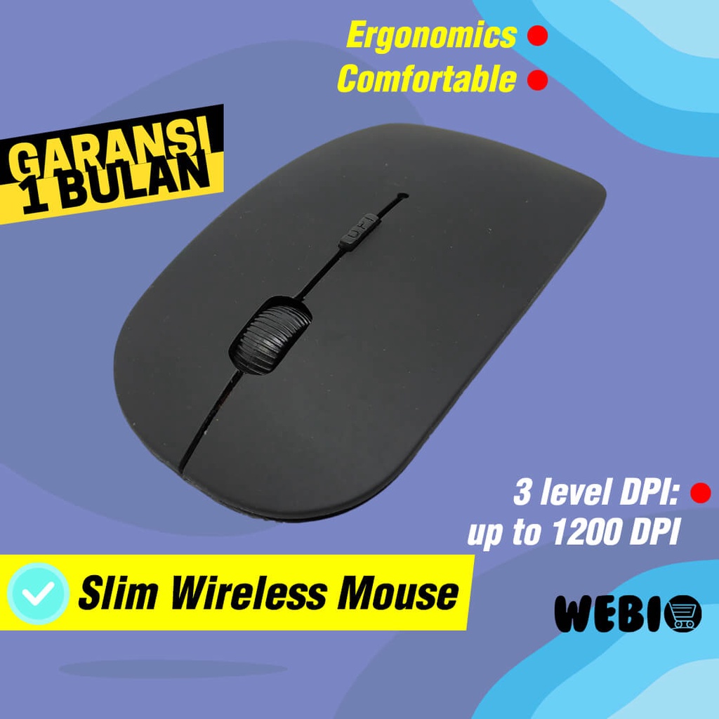 Mouse Wireless W102 USB Wireles Mause Laptop PC Murah Unik Ada Warna Pink Green Blue Red Black White