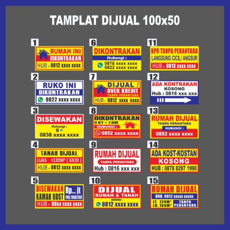SEPANDUK murah Pamplet BANNER, Rumah dijual, disewakan, dikontrakan