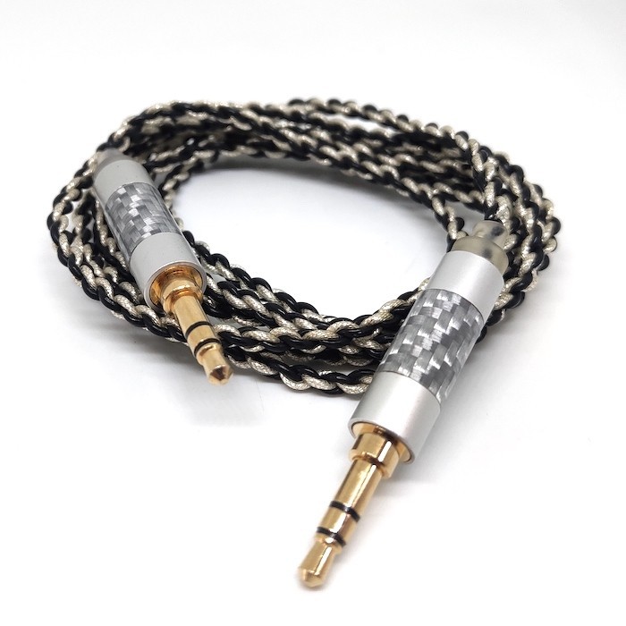 Silver Foil Plated 3.5mm Aux Headphone Audio Cable High End