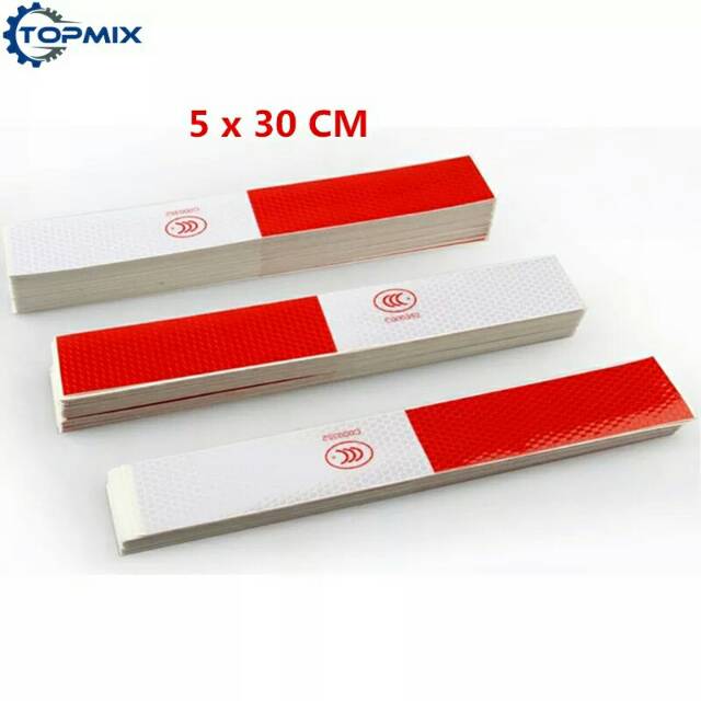 1Pcs Sticker Reflective Merah Putih Pantul Cahaya Safety Reflektor Warning Sign Mobil Truk Mobil Box