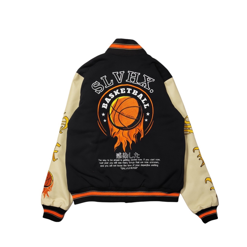 SALVIO HEXIA Original Jacket Varsity SKULL LEATHER Jaket Versity Pria Wanita Original Jaket Baseball