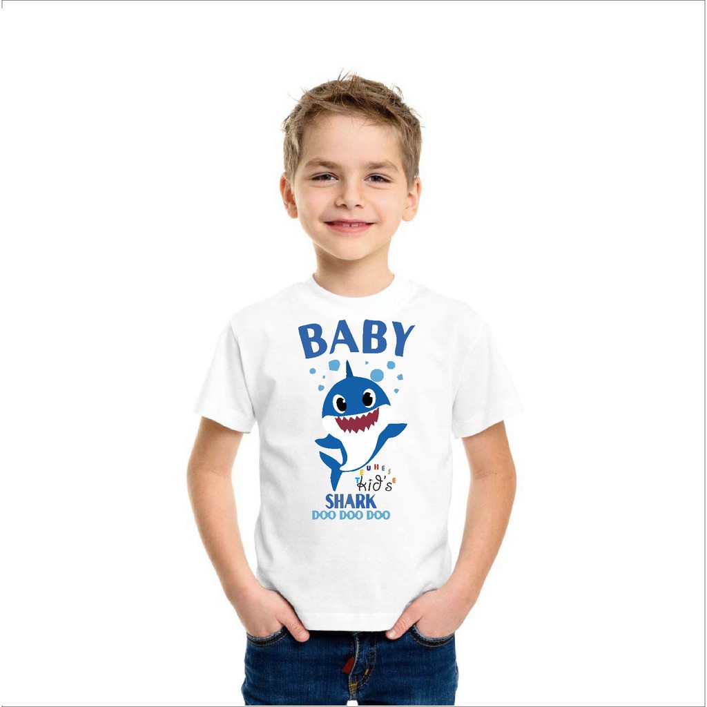 Baju Anak / Kaos Anak / Pakaian Anak / Premium  T-shirt Lengan Pendek Motif Print Kartun Baby Shark9