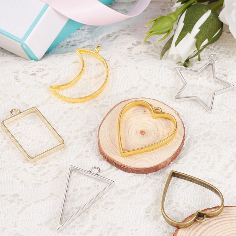 SIY  Geometric Metal Frame Set DIY Epoxy Resin UV Crystal Pendant Making Accessory