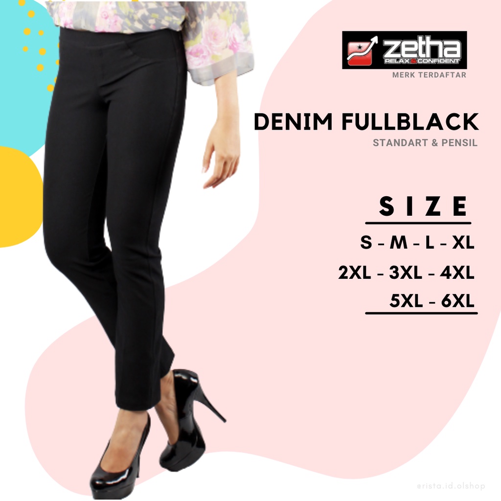 Celana Zetha Denim Fullblack