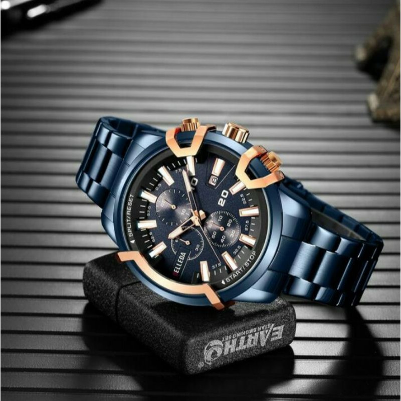 JAM TANGAN PRIA BELLEDA 9286 ORIGINAL CHRONOGRAPH RANTAI STAINLESS