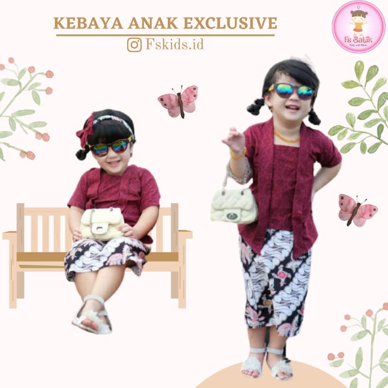 Fs set kebaya kutubaru (rok seno hitam putih)