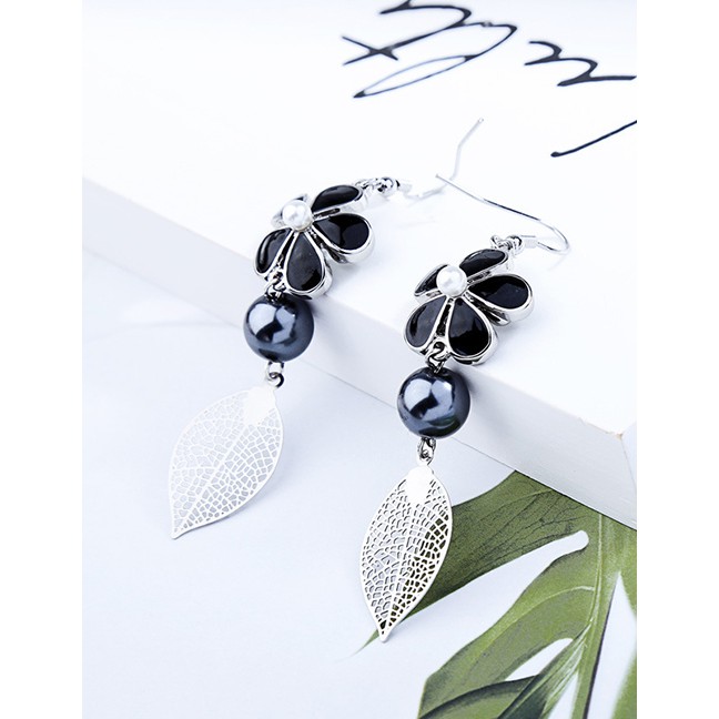 LRC Anting Gantung Fashion Dragonfly Oil Flower Leaf Earrings F57922