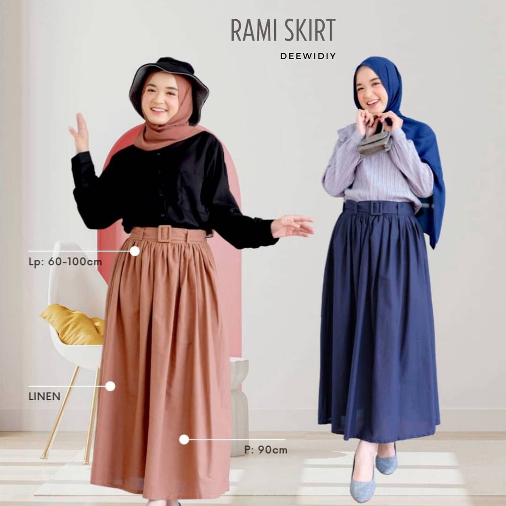 ROK KERJA PANJANG WANITA CUTTING A-LINE UNTUK FORMAL DAN CASUAL - RAMI SKIRT DEEWIDIY