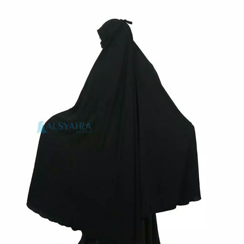 Set Khimar Syari Handzipper Al Haramain Jetblack By Alsyahra Exclusive