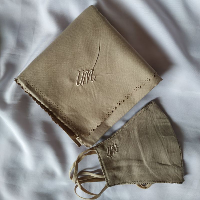 Jilbab umama voal miracle plain masker LC bordir UM lasercut grosir promo random ecer-UM ~ Light Mocca