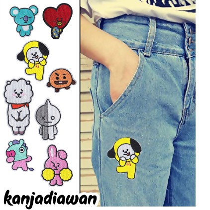 BT21 PATCH BTS BORDIR UNTUK APLIKASI TAS, JEANS, JAKET BTS