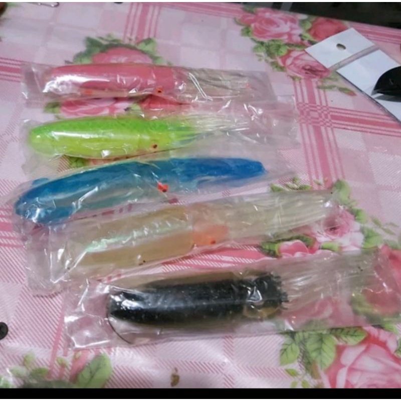 umpan untuk mancing laut bentuk cumi sotong lure karet laut 14 cm isi 1