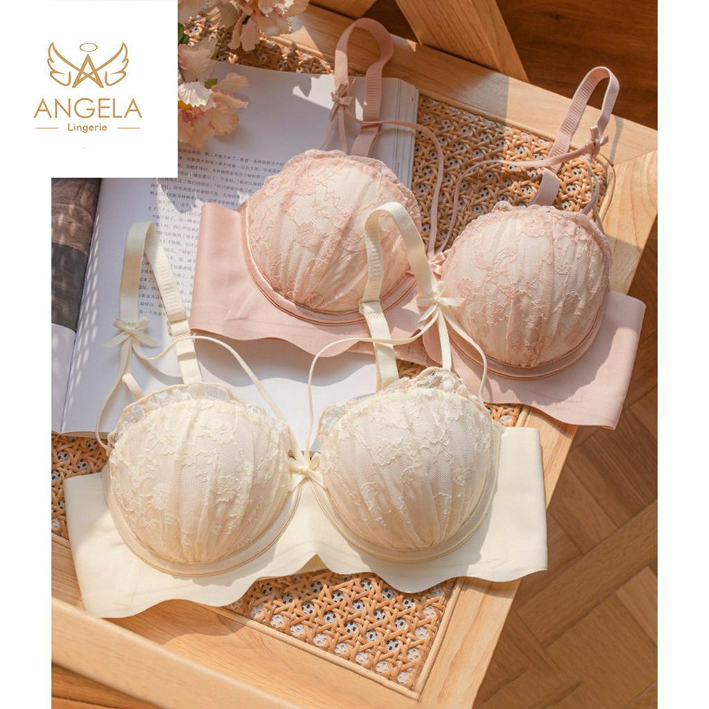 ANGELA PREMIUM JAPAN Bra BH Push Up Set Tabpa Kawat Celana Dalam Wanita Bikini Sport Beha Lingerie Korea Fashion Bralette Remaja Perempuan Sexy Pakaian Dalam COD Renang Motif Cewek Pita Bunga Murah Claire Tali Jumbo