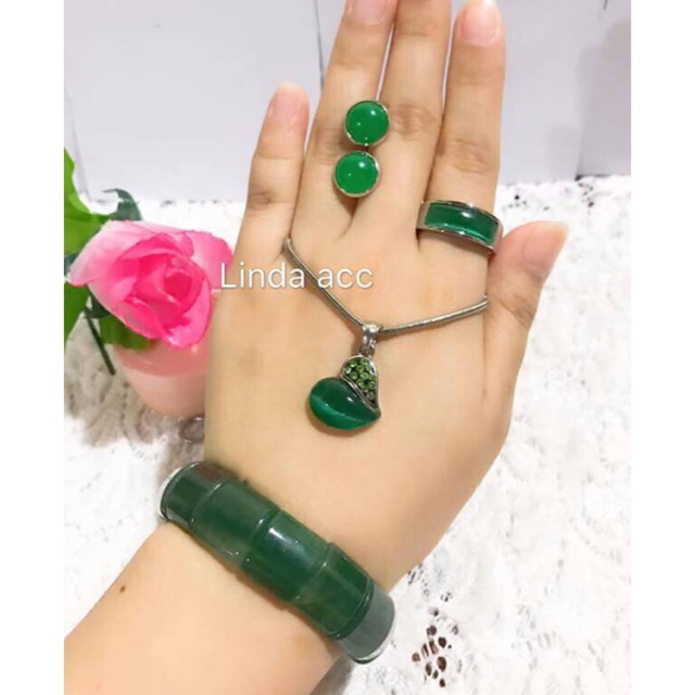 set titanium permata giok liontin jantung titanium 88