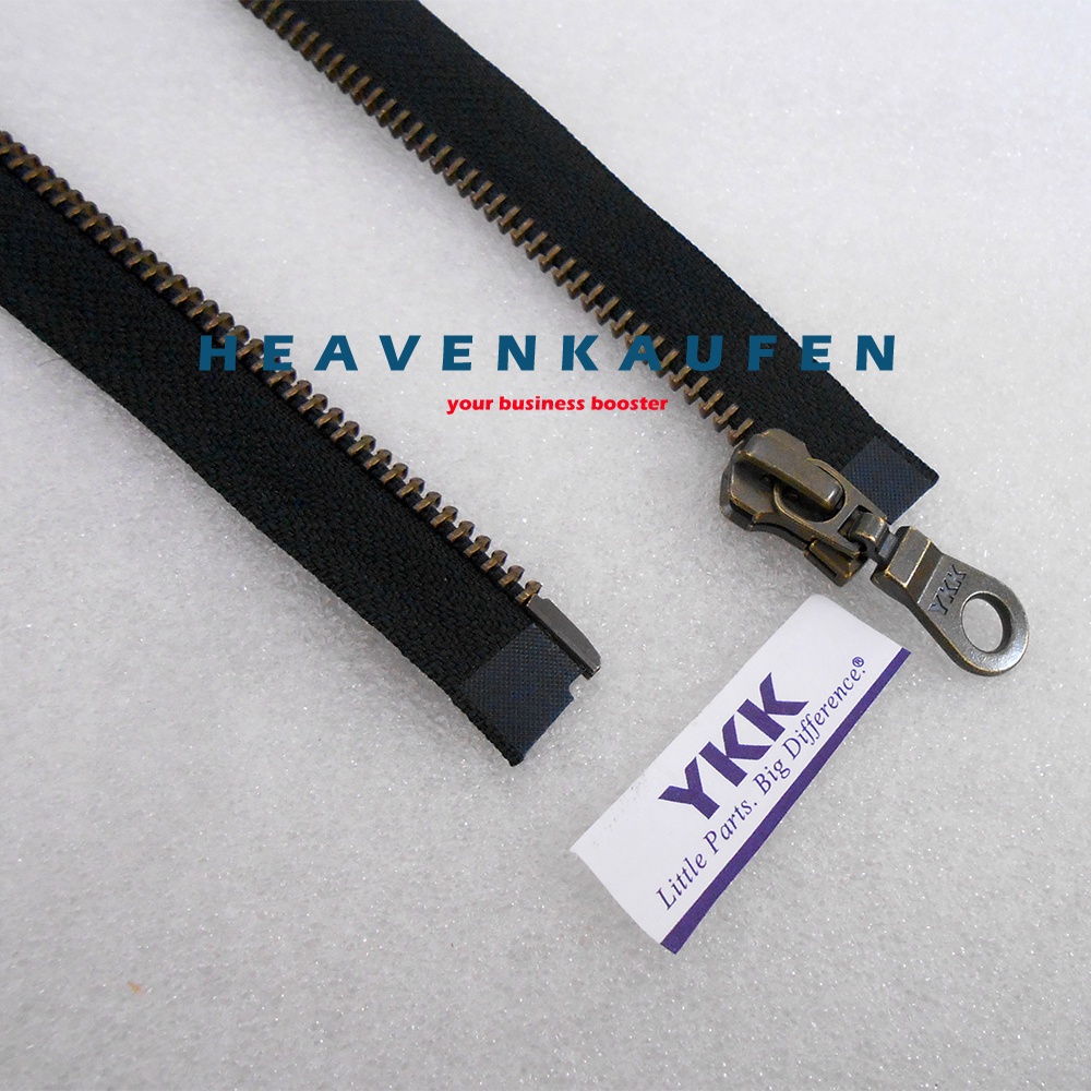 Resleting Zipper Jaket YKK 75 cm Atau 30 inch Type Gigi Besi ATG Bakar Slider Oval Open End Buka Lepas