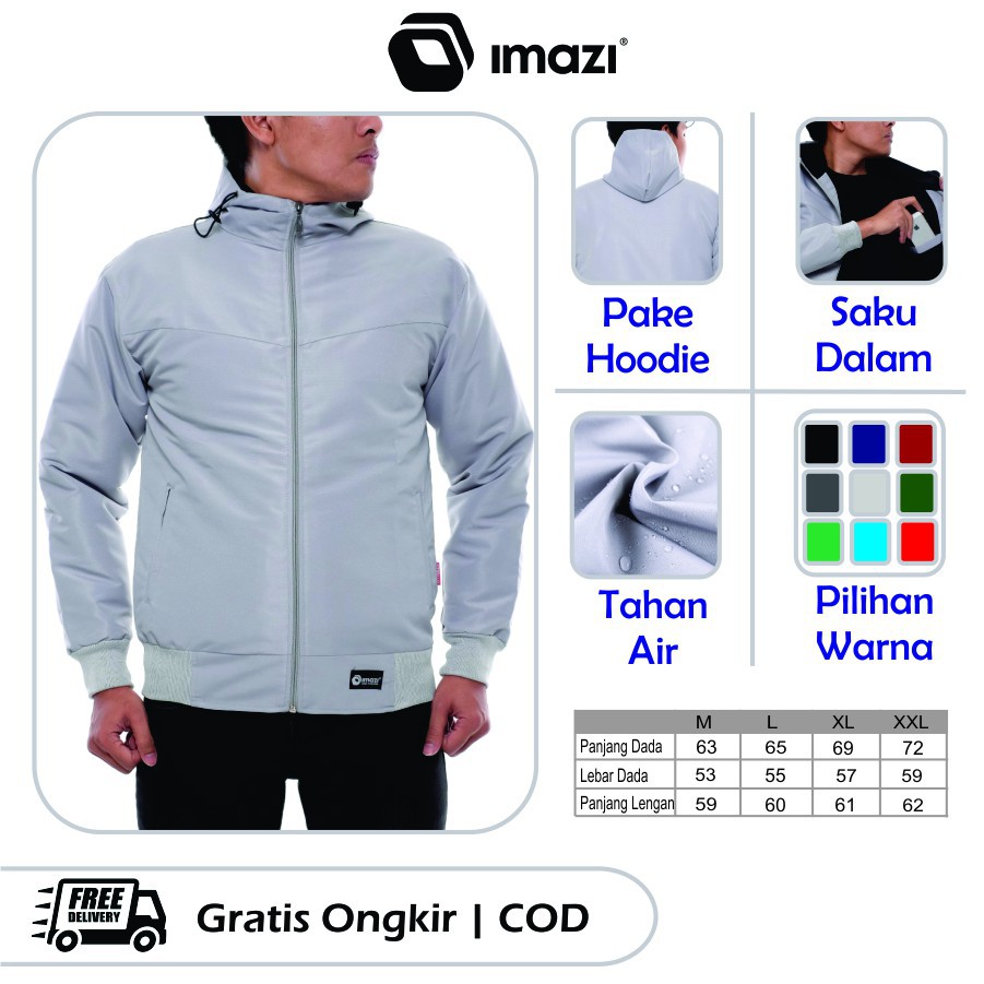 (JAKET ANTI AIR) Jaket Parasut Taslan Outdor Original Imazi Waterproof Abu Muda