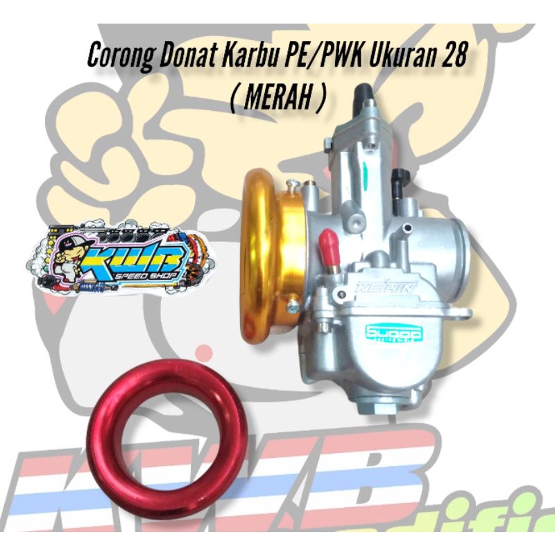 Velocity Karburator Model Donat Flat Corong Karbu PNP PE PWK PWL Air Strike 28 32 34 35 38-Merah PE/PWK 28