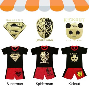 Umur 3-5 Tahun Baju Setelan Anak Katun Superhero, Superman, Spiderman