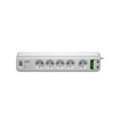 Surge protector Apc schneider 5 Ac outlet 36KA 2 usb port 2.4a 1.8m cable pm5u-gr - Stop kontak power strip