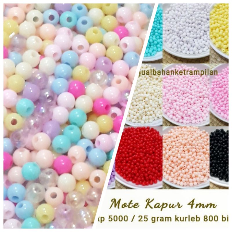 800 Biji Mote 4mm Manik Kapur Susu Bulat 4mm Monte Parel Bahan Strap Mask Korea