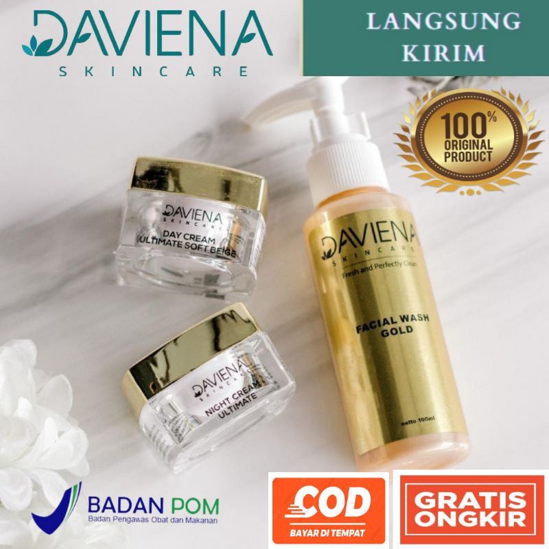 Paket Hemat Daviena Gold Series Daviena Skincare Deviena Davina Devina Skincare Official Davienaskincareofficial Palembang ori Ramadhanidavin official Ownerdavienaskincare Pencerah Pemutih Flek Wajah Glowing Bpom Davienaskincare jawa scincare Skincare