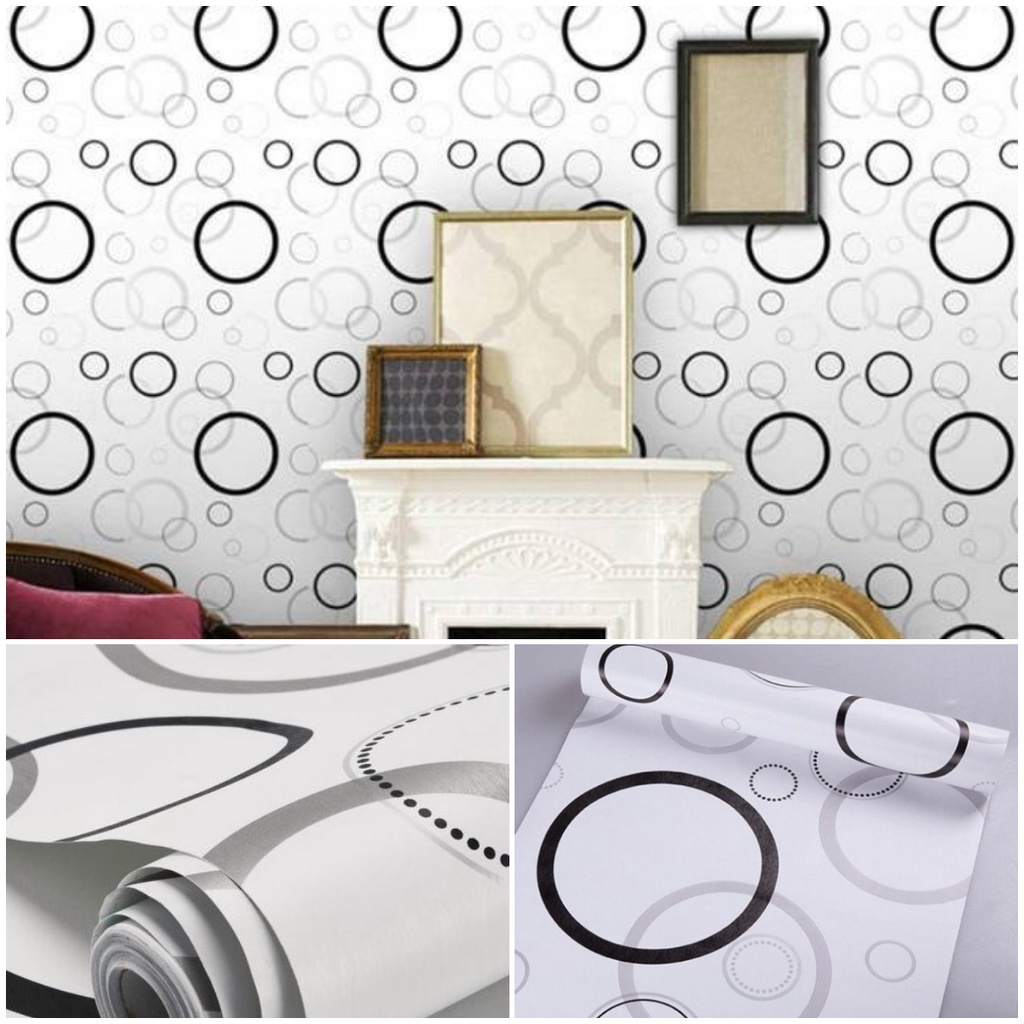 PRODUK NEW - PAKET WALLSTIKER 3ROLL ( BUY 2 GET 1 FREE ) WALLPAPER STIKER DINDING MOTIF POLKADOT 3D GH006