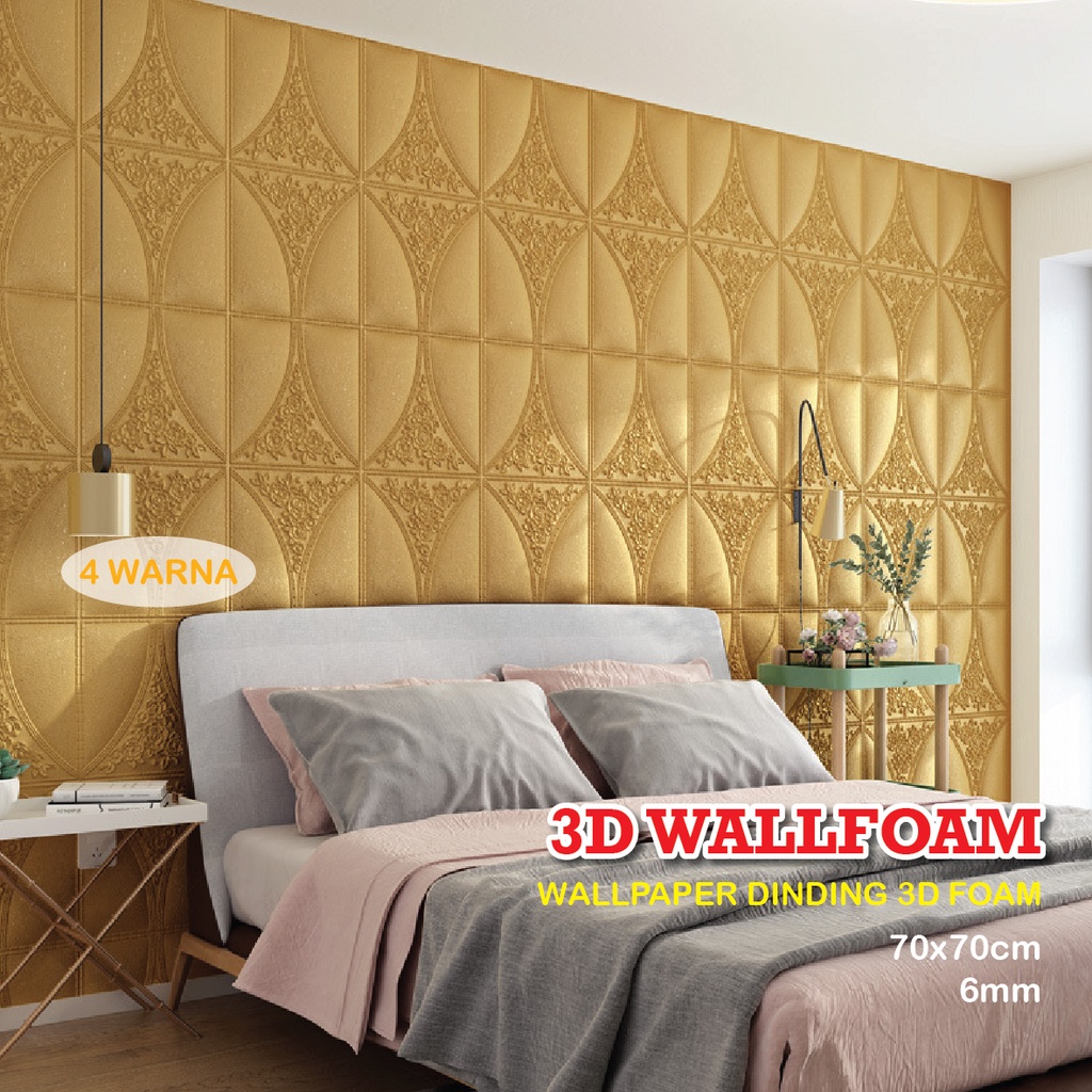 RC - WALLPAPER DINDING 3D FOAM / WALLFOAM MOTIF BUNGA BATIK BALI 70x70cm DEKORASI DINDING RUANG TAMU