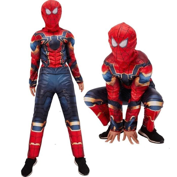 Kostum Anak Spiderman Import Busa Otot Baju Karakter Superhero Iron Spider Costume Cosplay Ultah