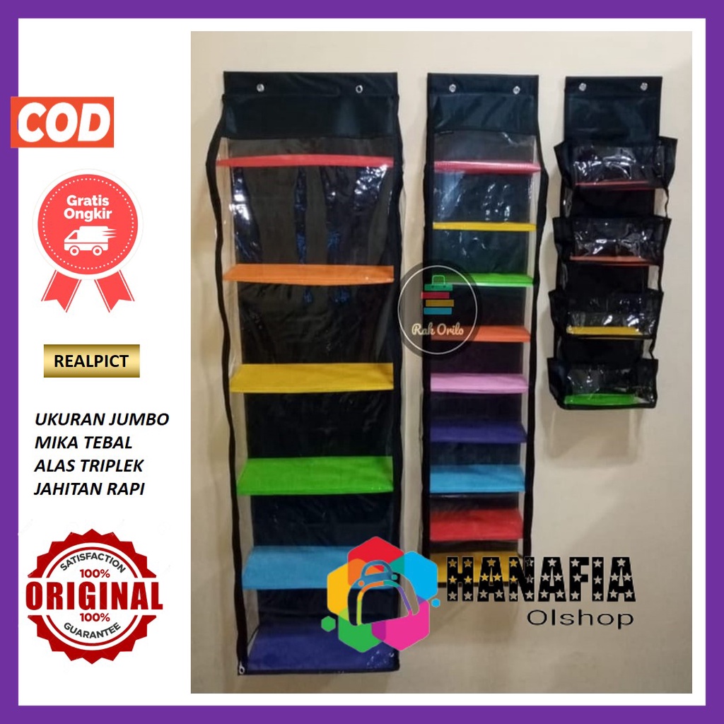 HANAFIA PROMO RAK GANTUNG JUMBO FULLRESLETING 3in1 POLOS RAINBOW PELANGI RAK SEPATU POLOS RAK TAS RAK HIJAB JILBAB KERUDUNG JUMBO MULTIFUNGSI KOSMETIK ALAS TRIPLEK