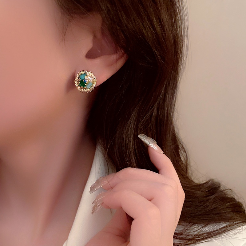 2022 Anting Tusuk Kristal Mutiara Simple Untuk Wanita