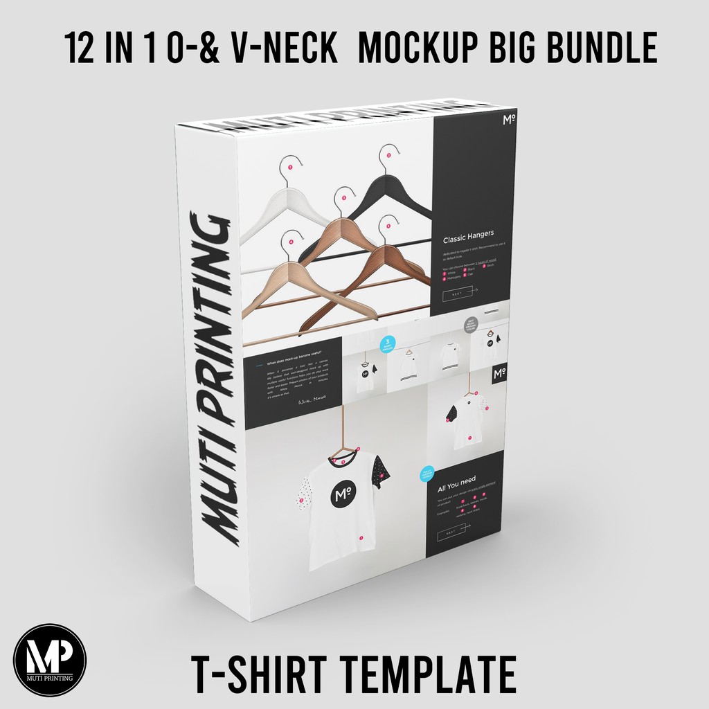 12 In 1 O-&amp; V-Neck  Mockup Big Bundle - Adobe Photoshop