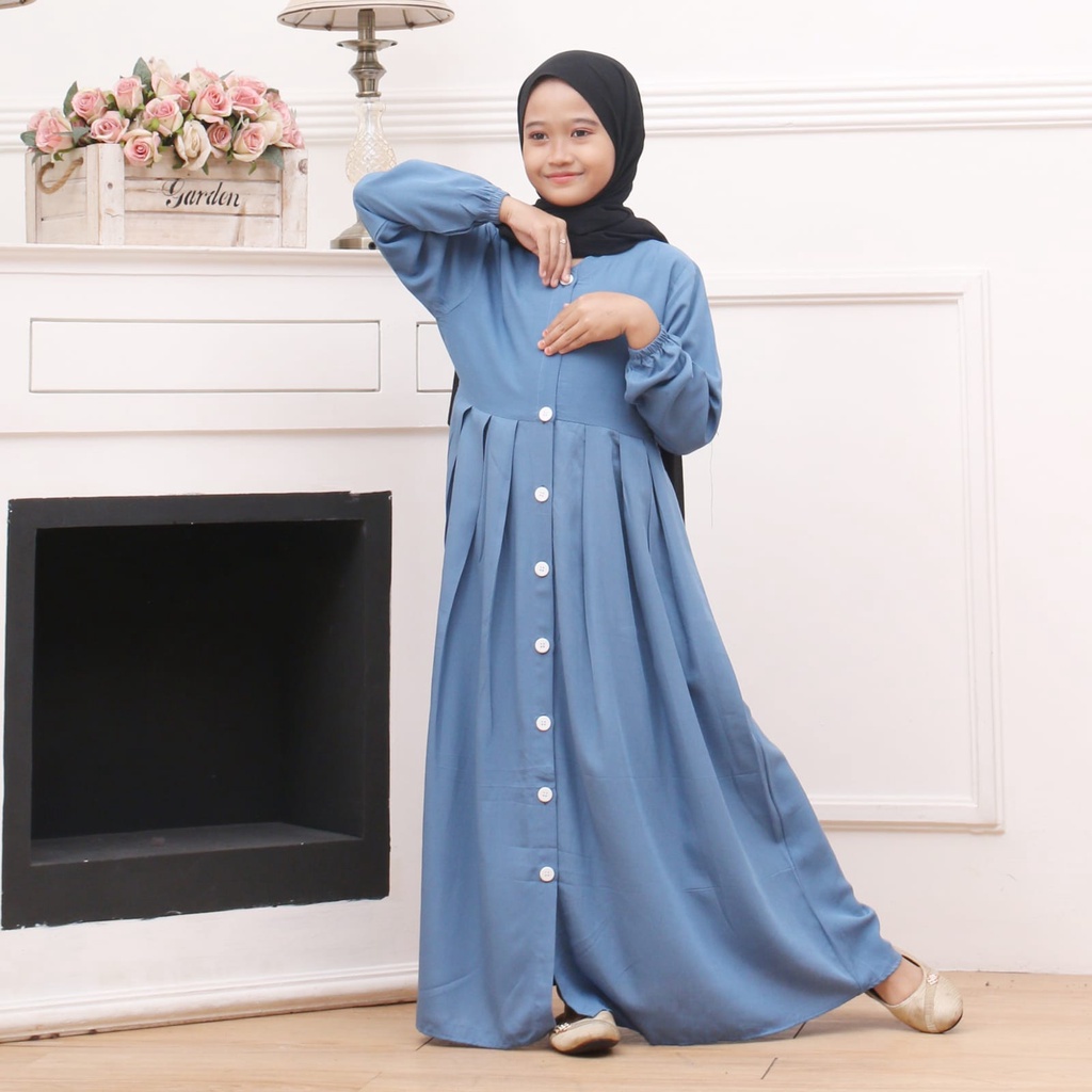 GAMIS ANAK PEREMPUAN RAYON POLOS TERBARU FULL KANCING USIA 8-11 TAHUN