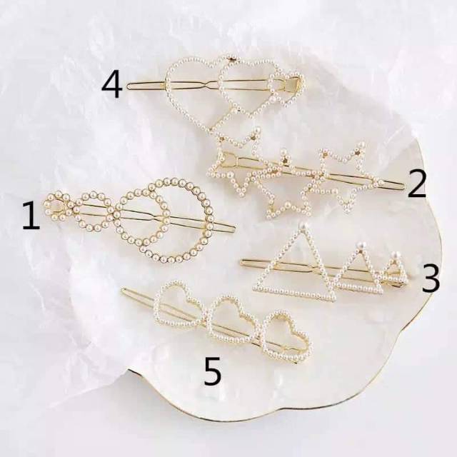 Jepit rambut mutiara geometri klip wanita korea hairclip hairpin termurah