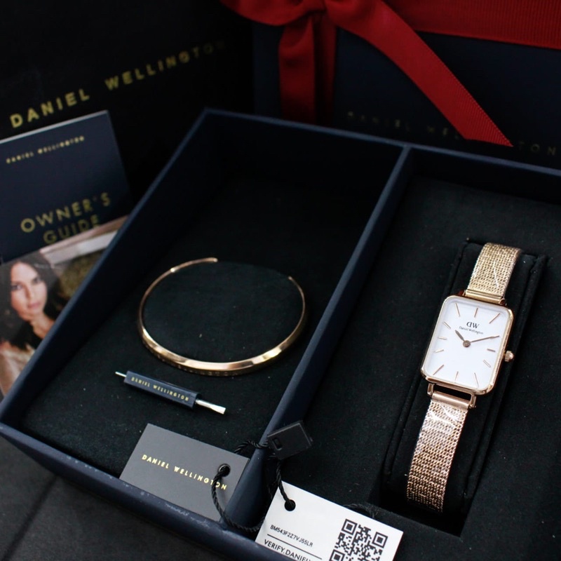 TERBARU Paket Giftset D*W Quadro Pressed With Cuff Original 100% || jam tangan cewek,jam tgn fashio