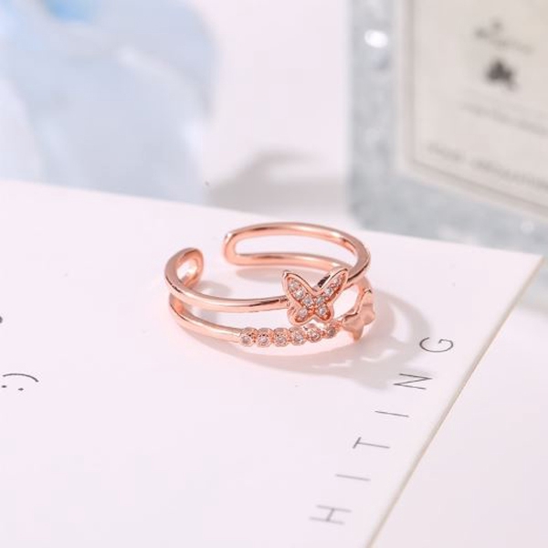 OILA cincin kupu kupu double layer butterfly ring(2J2) jci052