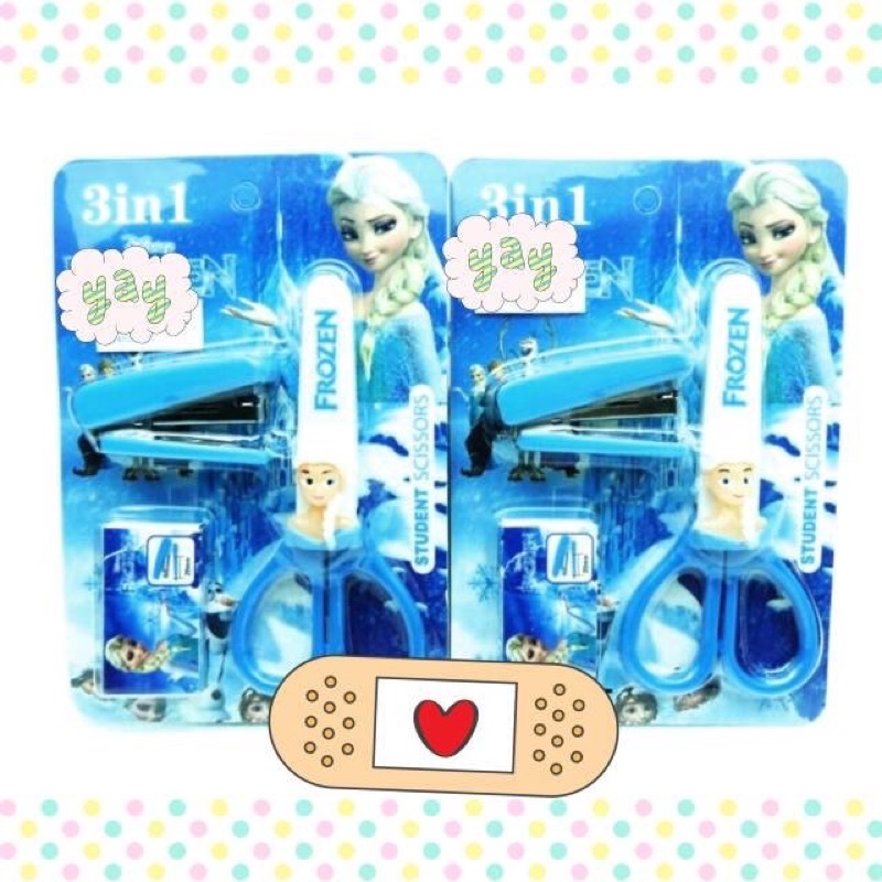 set gunting staples frozen gunting set stapler dan isinya frozen elsa 3in1