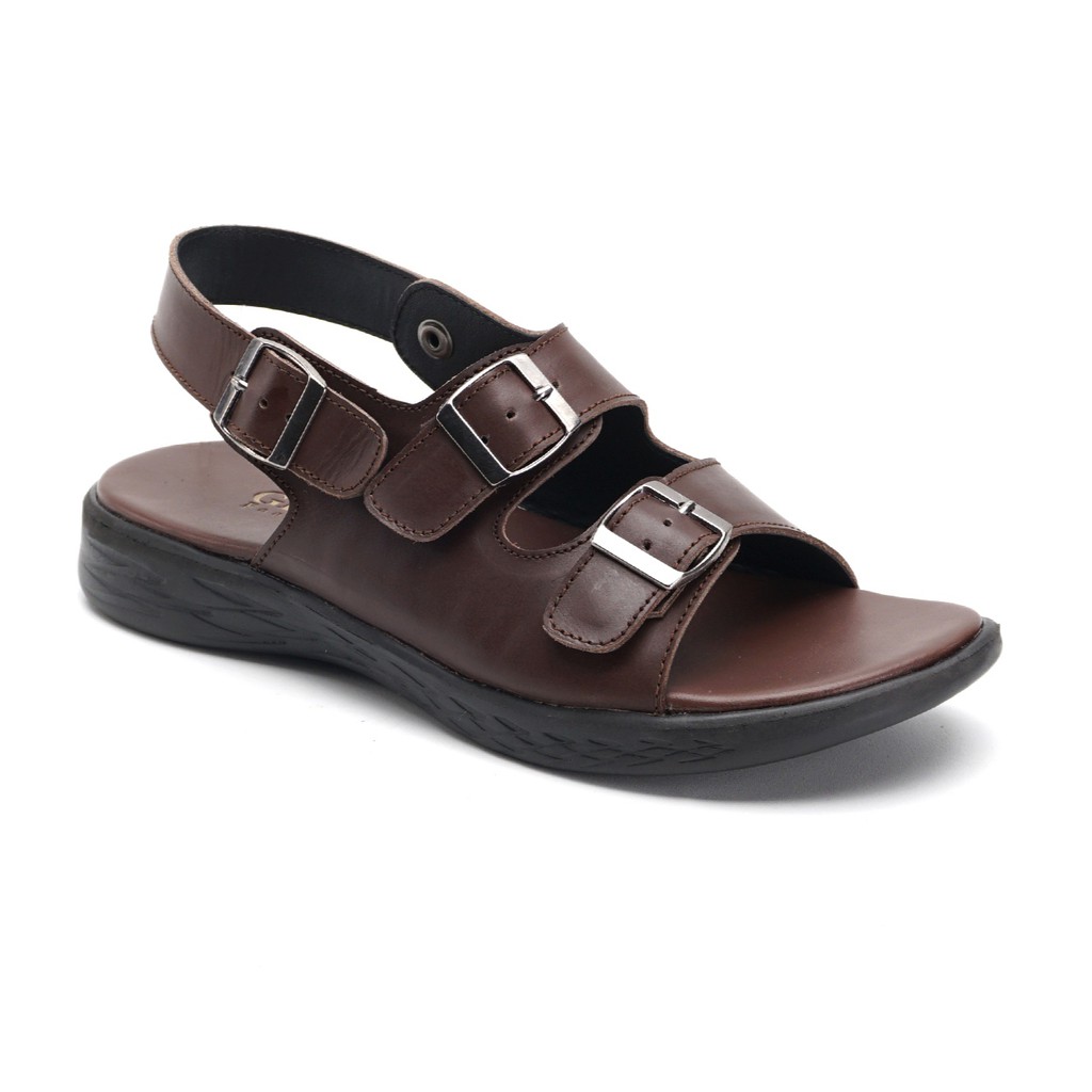 Mozza 02 Brown | Sendal Slide Kulit Original Santai Kasual Pria Ori Sandal Footwear | FORIND Greata