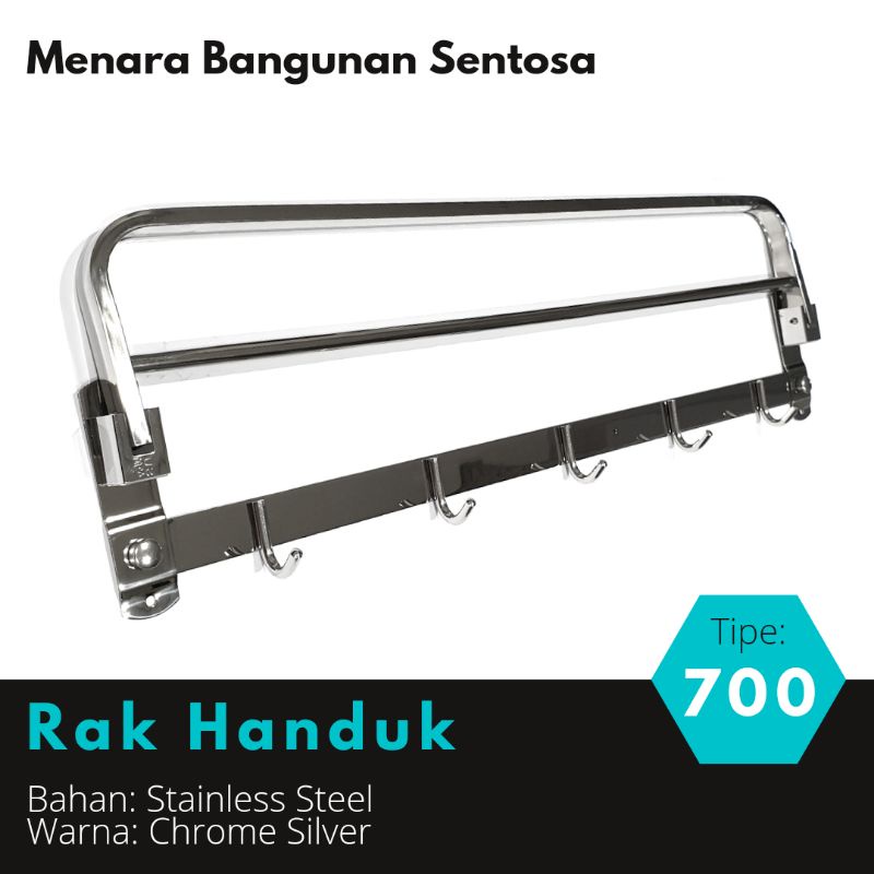 Gantungan Rak Handuk Stainless 700 Chrome Lipat - Rack Hanger Baju Kamar Mandi