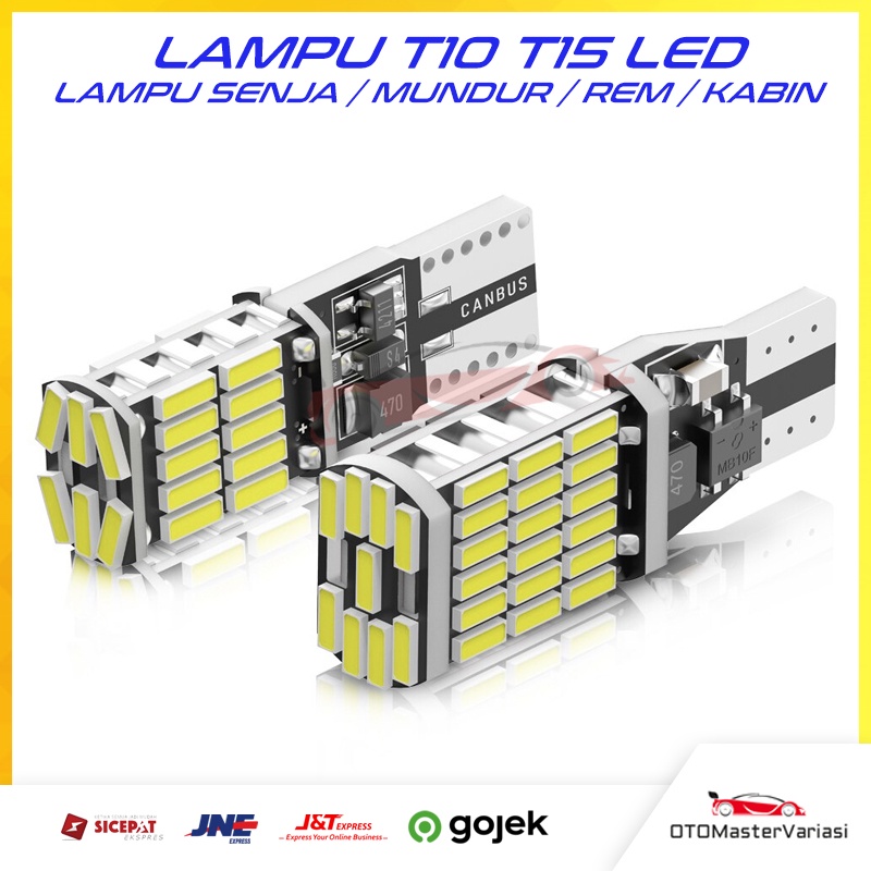 Lampu LED Mundur Senja Kabin T10 T15 45 SMD CANBUS Super Terang Error Free Mobil Motor