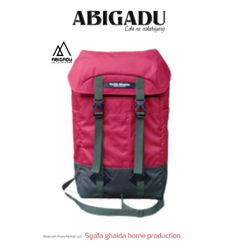 Tas Ransel Kasual Basic Klasik Red-Combine / Bagpack Unisex Daily Basic | ABIGADU