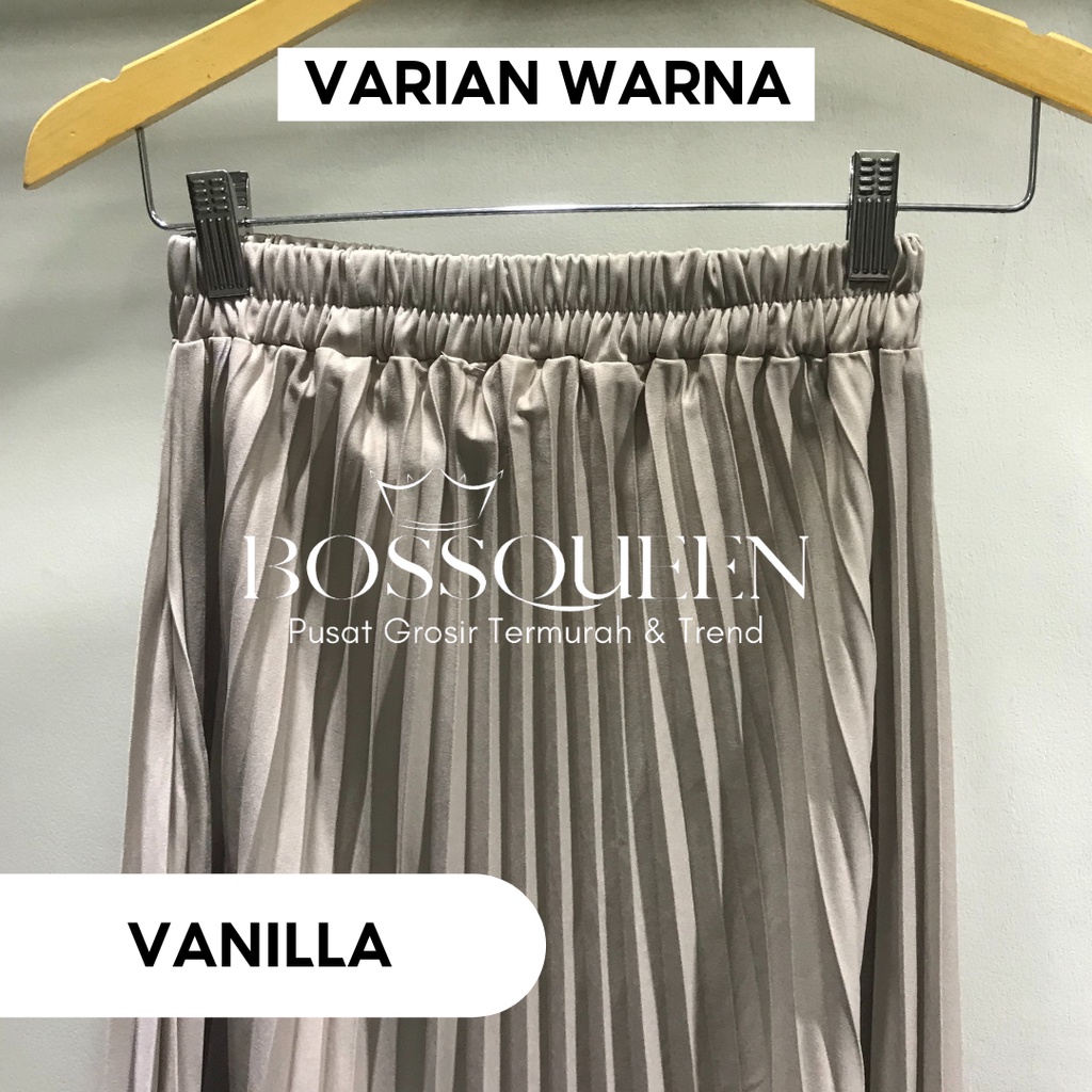 ROK PLISKET BAWAHAN PANJANG JUMBO/ROK. KERJA WANITA MUSIMAH TERMURAH TERLARIS-Vanilla
