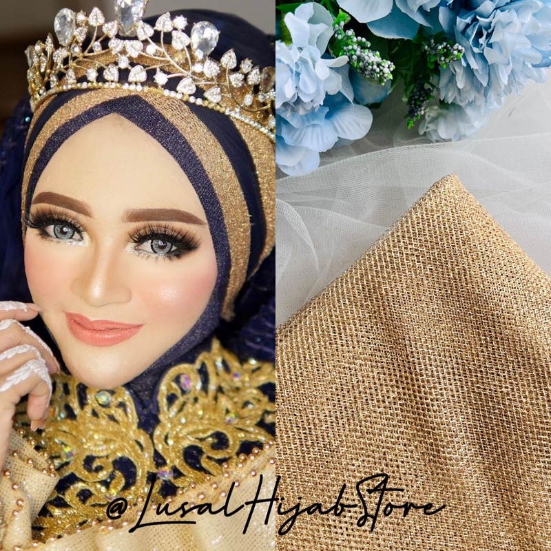 Kain Turban Jala Glitter Metalic Lebar 150cm