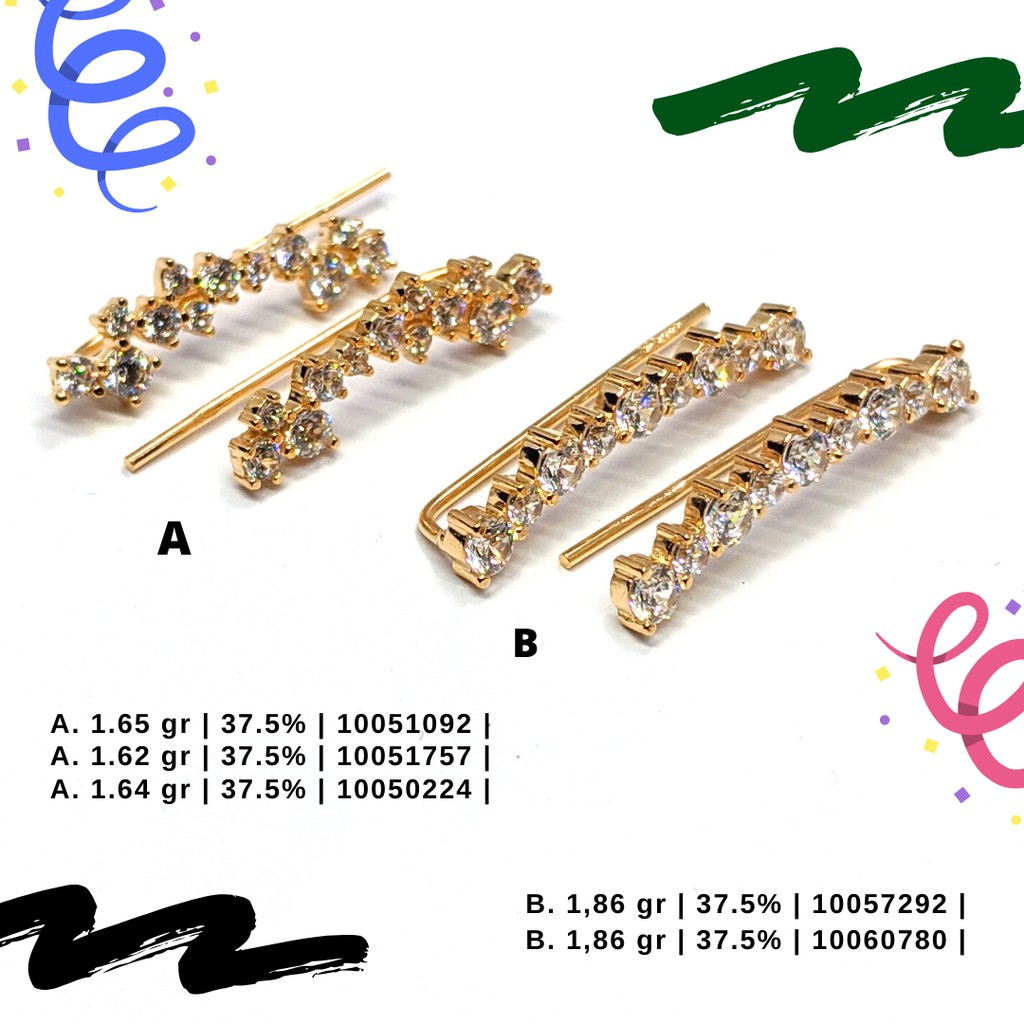 ANTING TUSUK EMAS ASLI PENITI MATA PUTIH KADAR 375 UBS