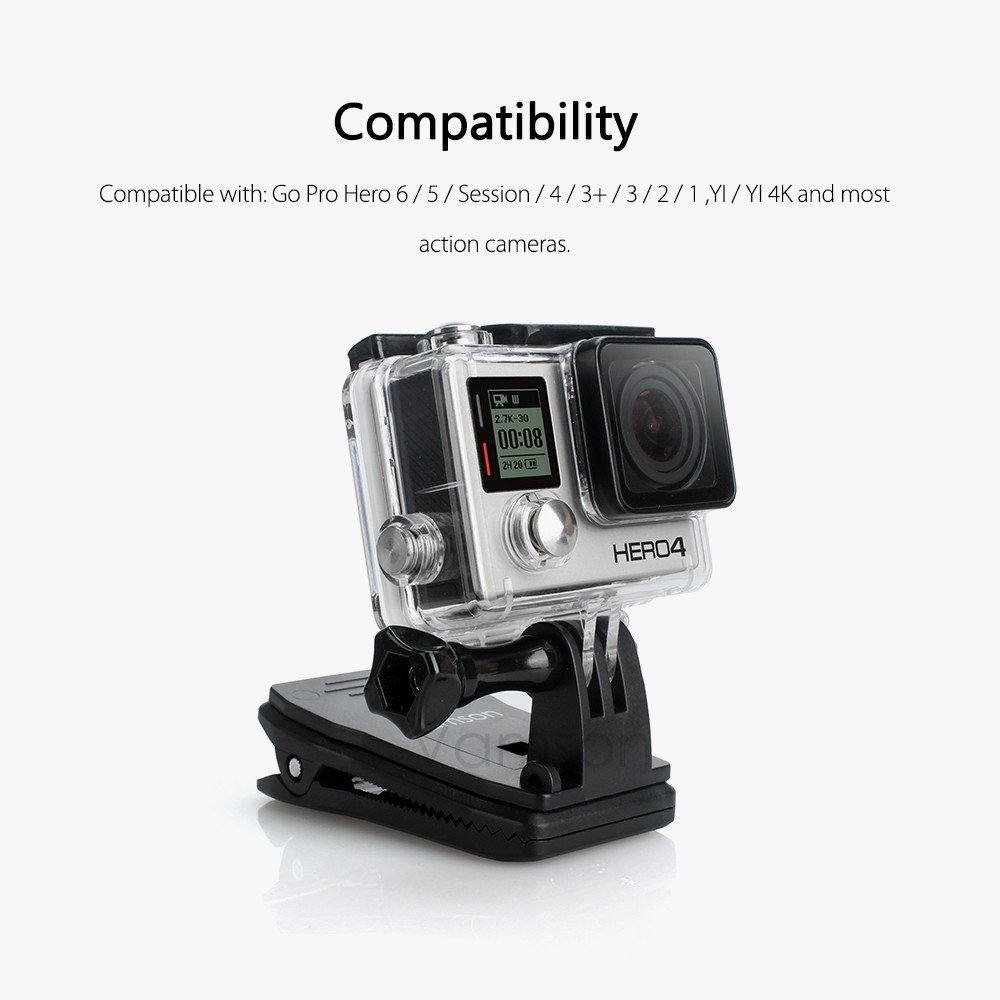 Vamson Clip Clamp Mount 360 Rotary + Smartphone Holder for GoPro / Xiaomi Yi - VP512 - Black - 7RCS23BK