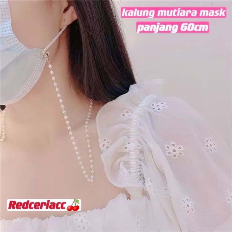 Tali masker kalung rantai mutiara gantungan masker