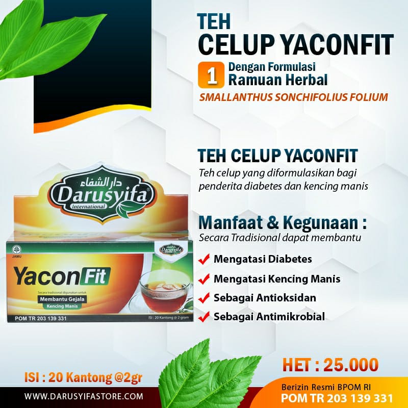 

Teh Celup Yacon Fit Darusyifa POM TR Teh Insulin Yaconfit Mengatasi Diabetes dan Kencing Manis - 20 Kantong