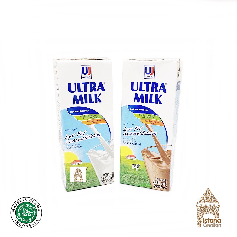 Susu Ultra Milk LOW FAT Plain / Cokelat 250 ML