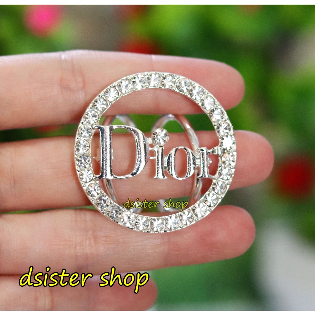 Bros Cincin Part 1 Ring Hiasan Aksesoris Syal Hijab HURUF Permata Hitam Putih-Ring D Silver Bulat