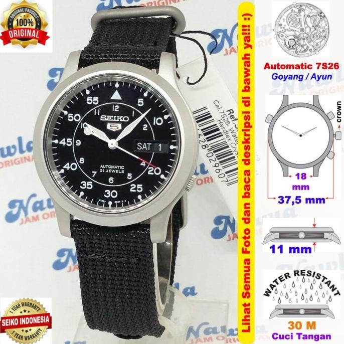 Jam Tangan Seiko 5 SNK809K2 Black Military Strap | Automatic SNK809 K2 TERBARU Kode 1008