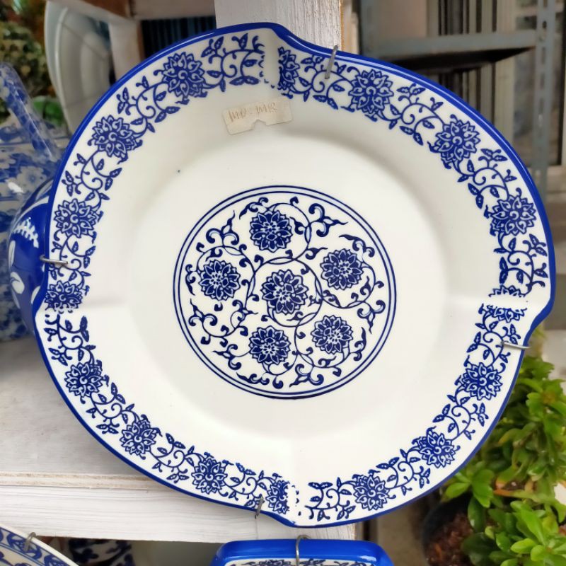 Piring Saji Keramik Biru Putih model kincir/ Piring saji import/ Piring saji kansai